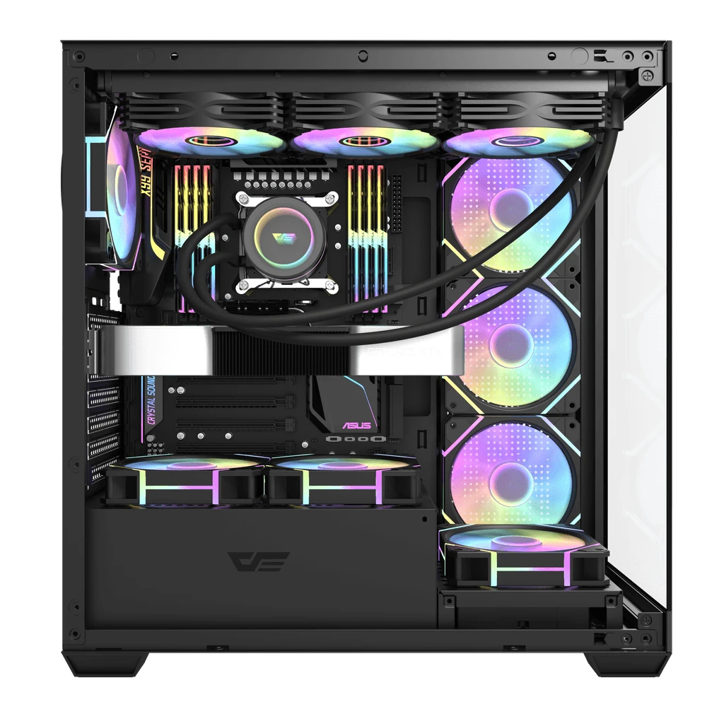 Кутия Darkflash DS900 Black 7 x 120 mm A-RGB, USB-C, ATX Case