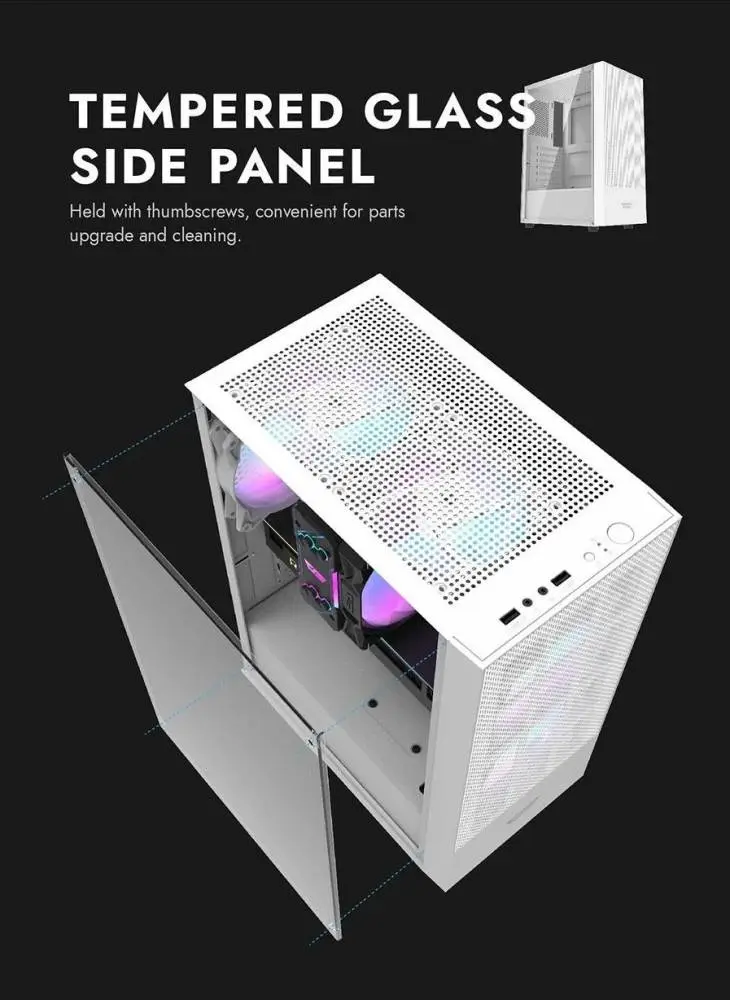 Кутия Darkflash A290 White 3 x 120 mm RGB fans ATX Case