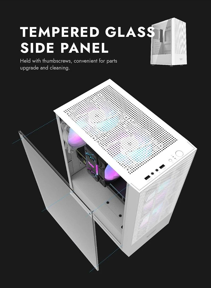 Кутия Darkflash A290 White 3 x 120 mm RGB fans ATX Case