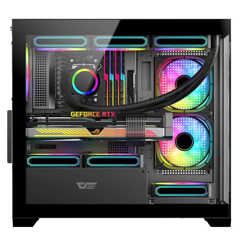 Кутия Darkflash DS900M Black 6 x 120 mm Infinity Mirror A-RGB mATX Case