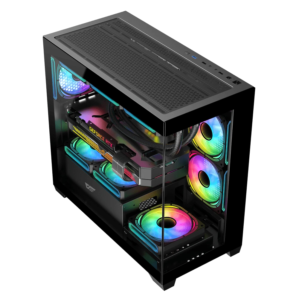 Кутия Darkflash DS900M Black 6 x 120 mm Infinity Mirror A-RGB mATX Case