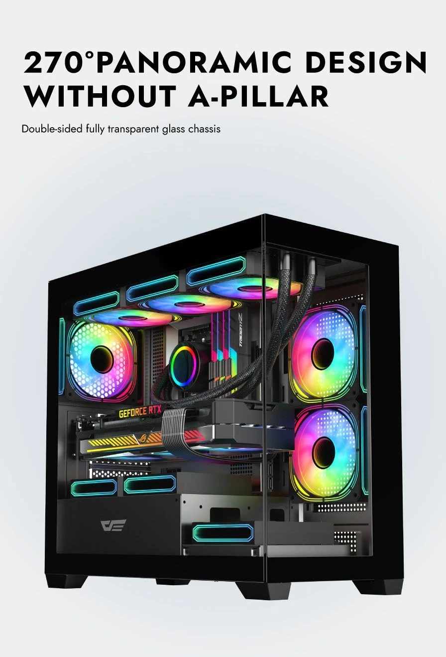 Кутия Darkflash DS900M Black 6 x 120 mm Infinity Mirror A-RGB mATX Case