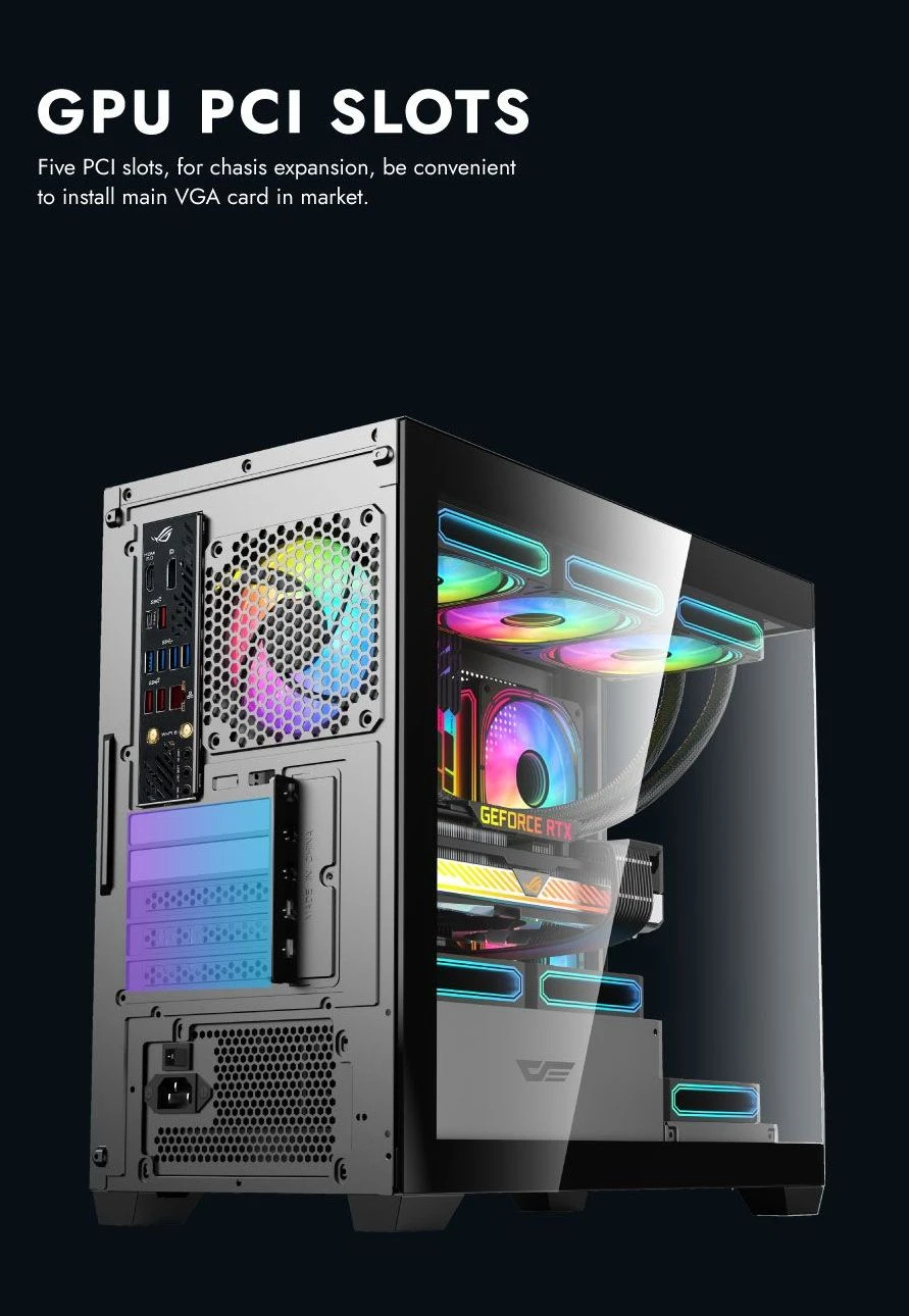 Кутия Darkflash DS900M Black 6 x 120 mm Infinity Mirror A-RGB mATX Case