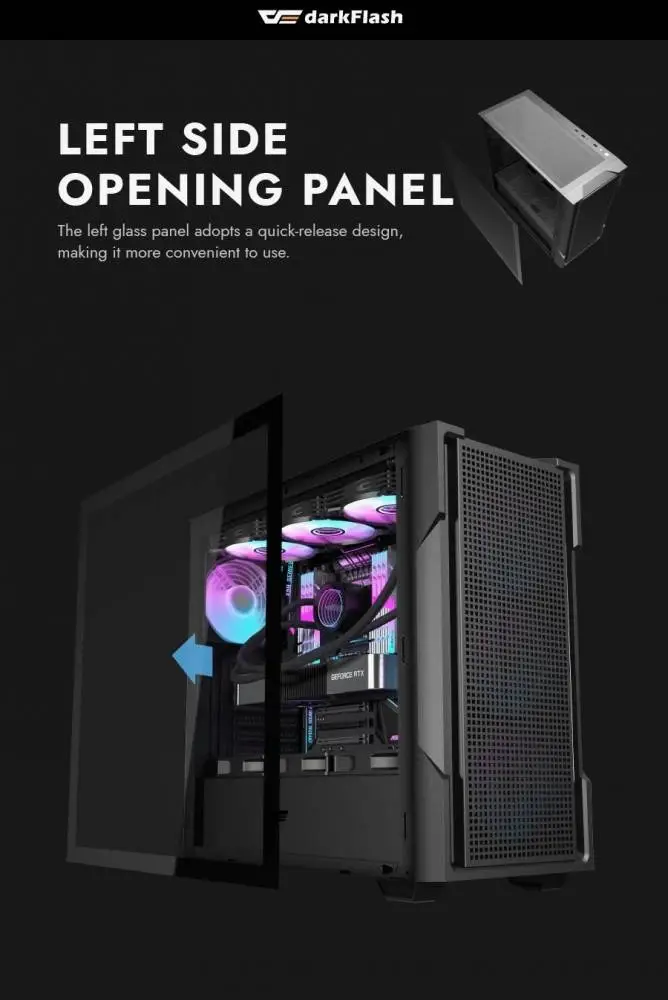 Кутия Darkflash DS900 Mesh Black 4 x 120 mm A-RGB fans included ATX Case
