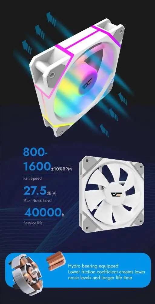 Вентилатор Darkflash DM12 Pro, Reverse, A-RGB White Fan 120mm