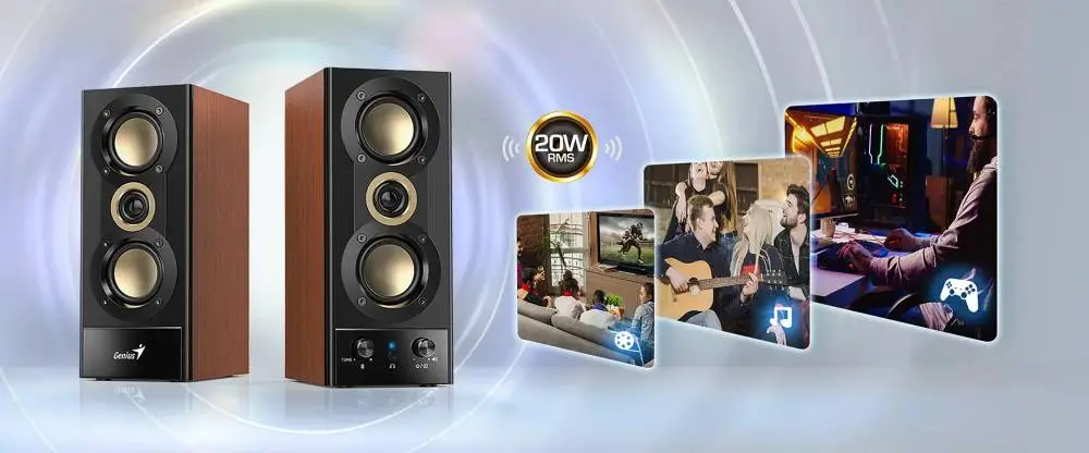 Genius тонколони Speakers 2.0 - SP-HF800BT - 20W RMS, Bluetooth 5.3, Wood