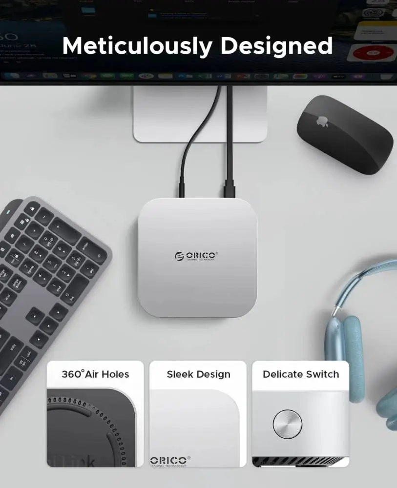 Orico докинг станция SSD Docking station M.2 NVMe - USB-C(10Gbps) x 1, USB3.2 x 2, USB2.0 x 2, M.2 x 1, Audio, SD/TF 4.0 - MiniLink M49P-EU-SV