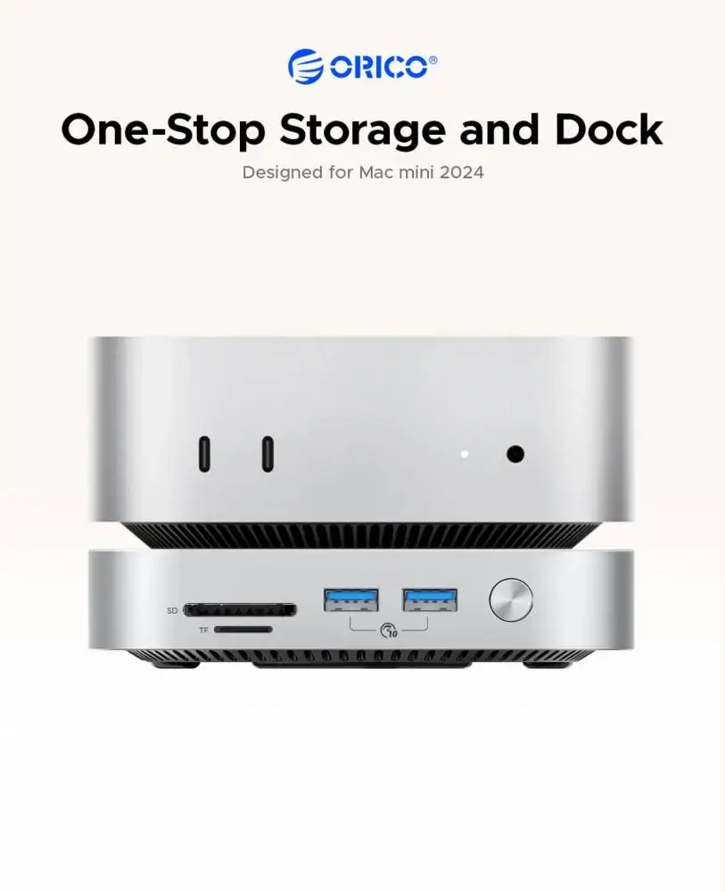 Orico докинг станция SSD Docking station M.2 NVMe - USB4(40Gbps) x 1, USB3.2(10Gbps) x 3, M.2 SSD x 2, SD/TF 4.0 - MiniLink M47P-EU-SV