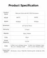 Orico докинг станция SSD Docking station M.2 NVMe - USB4(40Gbps) x 1, USB3.2(10Gbps) x 3, M.2 SSD x 2, SD/TF 4.0 - MiniLink M47P-EU-SV