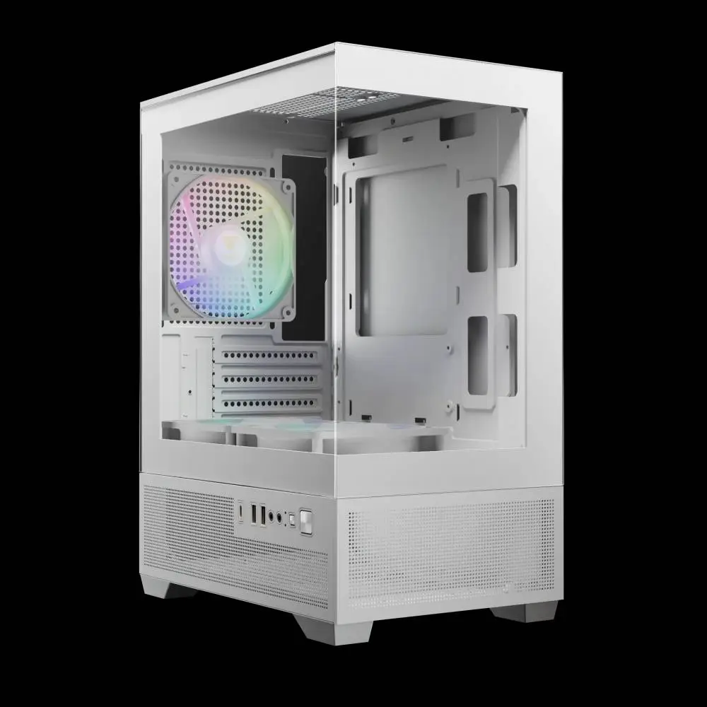Кутия Gamdias AURA GC9M Elite White Case mATX 3 x 120 mm A-RGB, USB-C, Tempered Glass