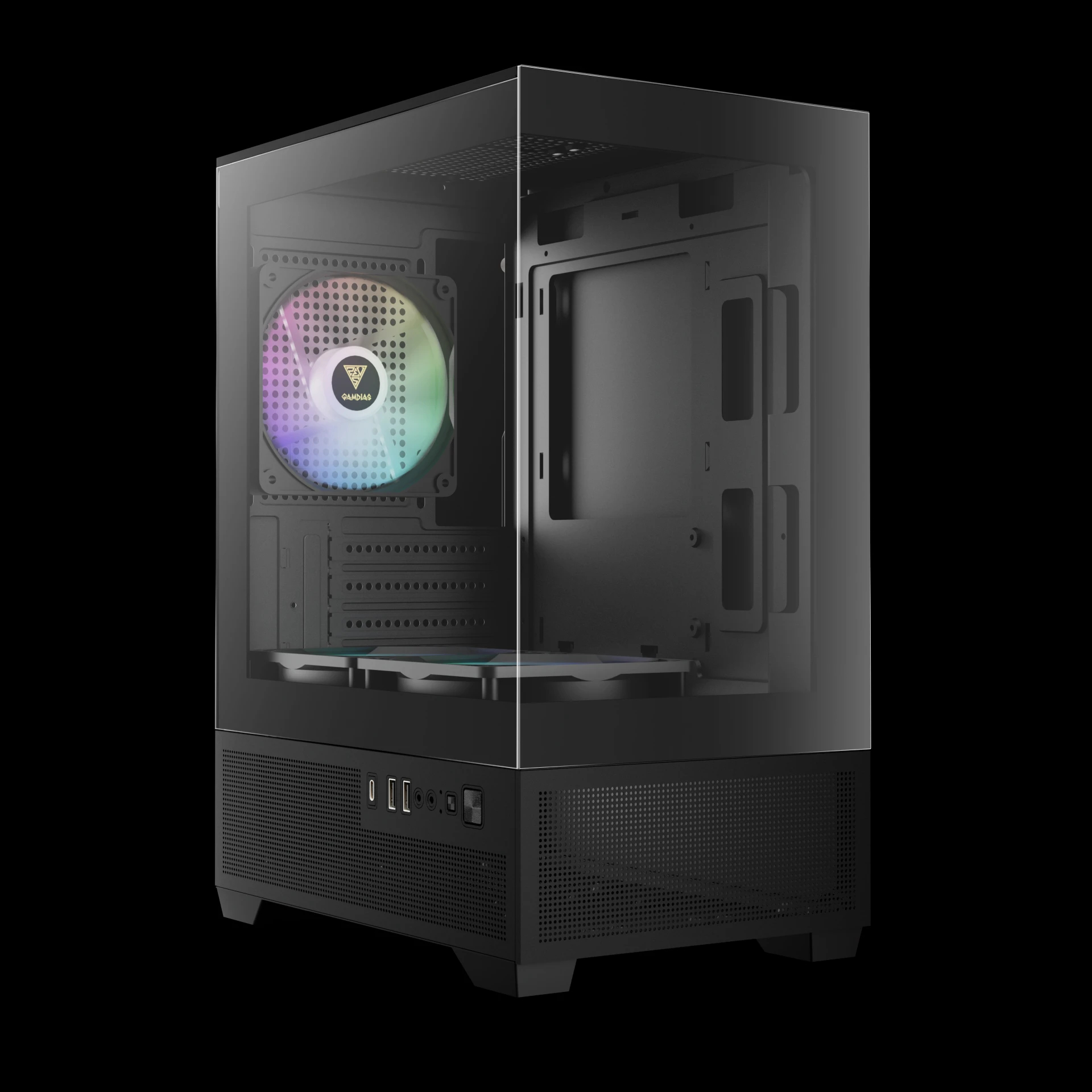 Кутия Gamdias AURA GC9M Elite Case mATX 3 x 120 mm A-RGB, USB-C, Tempered Glass