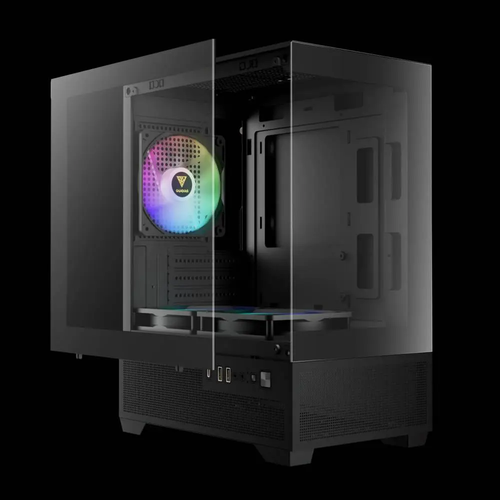 Кутия Gamdias AURA GC9M Elite Case mATX 3 x 120 mm A-RGB, USB-C, Tempered Glass