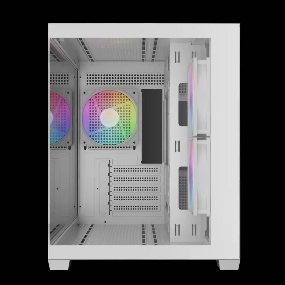 Кутия Gamdias AURA GC10M v2 White Case mATX 3 x 120 mm A-RGB, USB-C, Tempered Glass