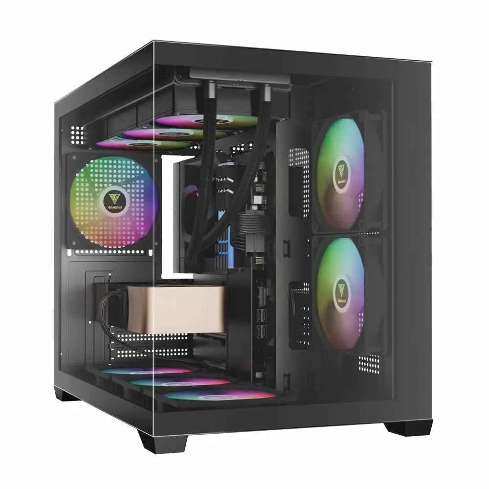 Кутия Gamdias AURA GC10M v2 Case mATX 3 x 120 mm A-RGB, USB-C, Tempered Glass