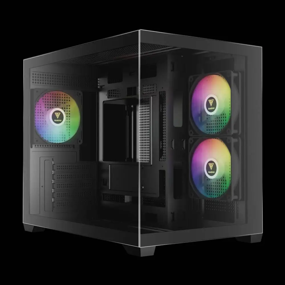 Кутия Gamdias AURA GC10M v2 Case mATX 3 x 120 mm A-RGB, USB-C, Tempered Glass