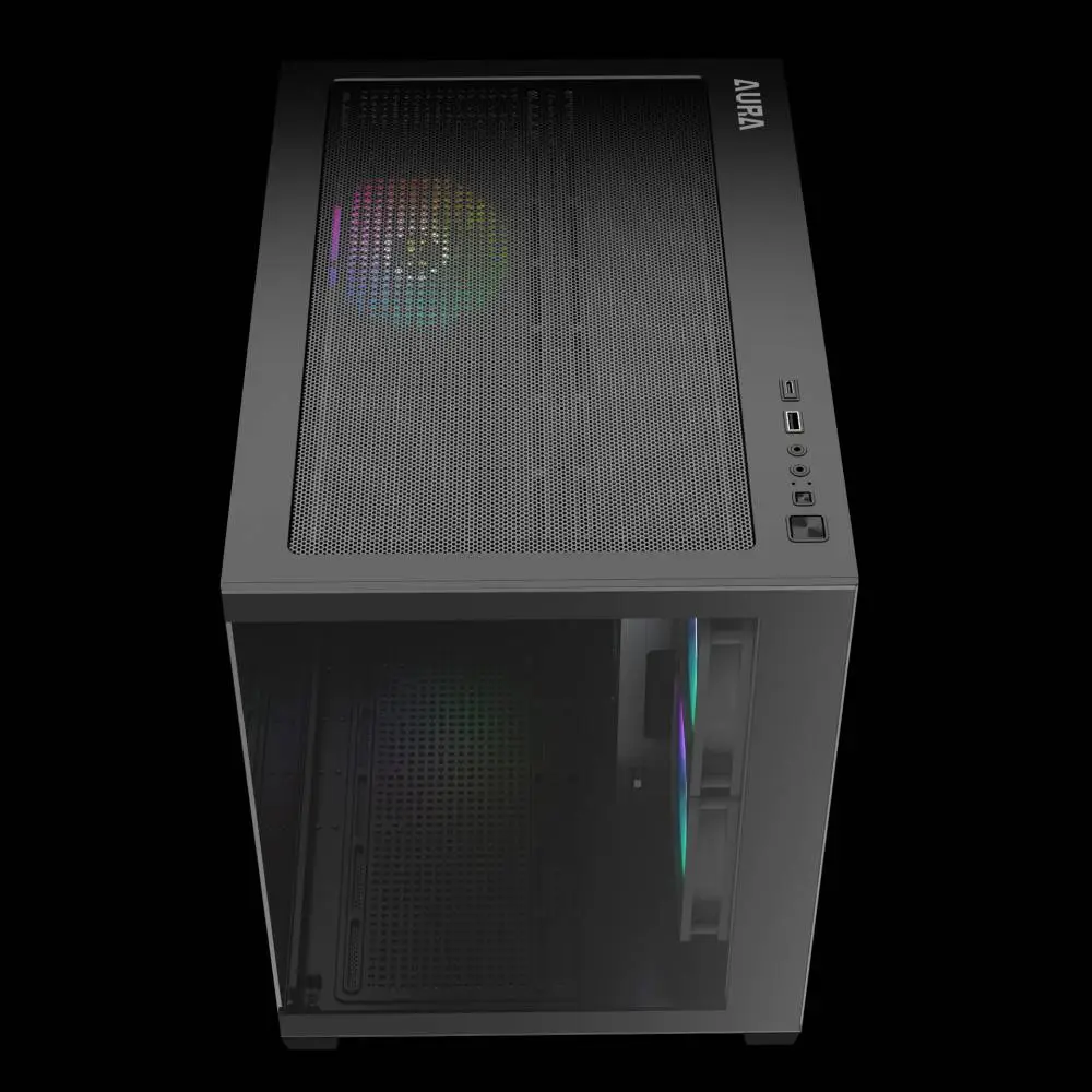 Кутия Gamdias AURA GC10M v2 Case mATX 3 x 120 mm A-RGB, USB-C, Tempered Glass