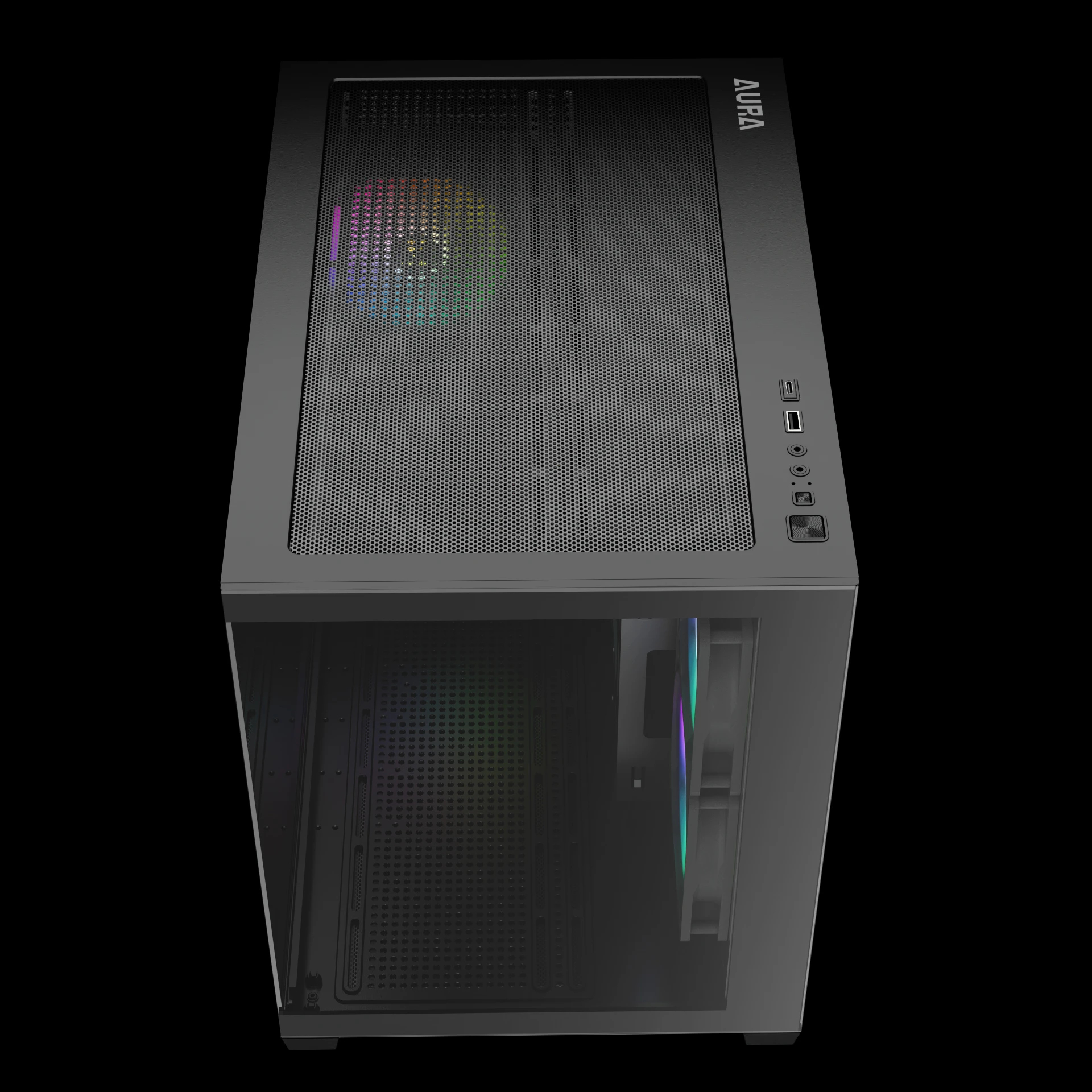 Кутия Gamdias AURA GC10M v2 Case mATX 3 x 120 mm A-RGB, USB-C, Tempered Glass