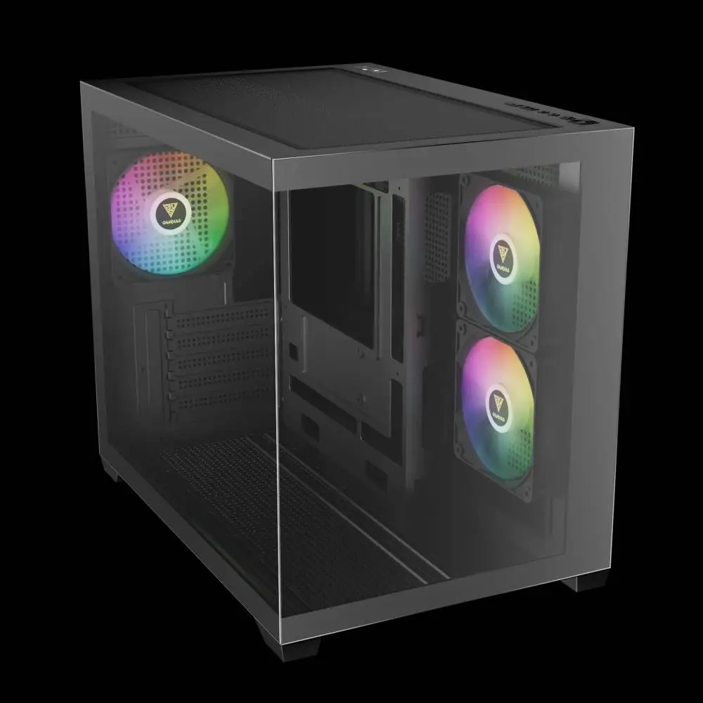 Кутия Gamdias AURA GC10M v2 Case mATX 3 x 120 mm A-RGB, USB-C, Tempered Glass