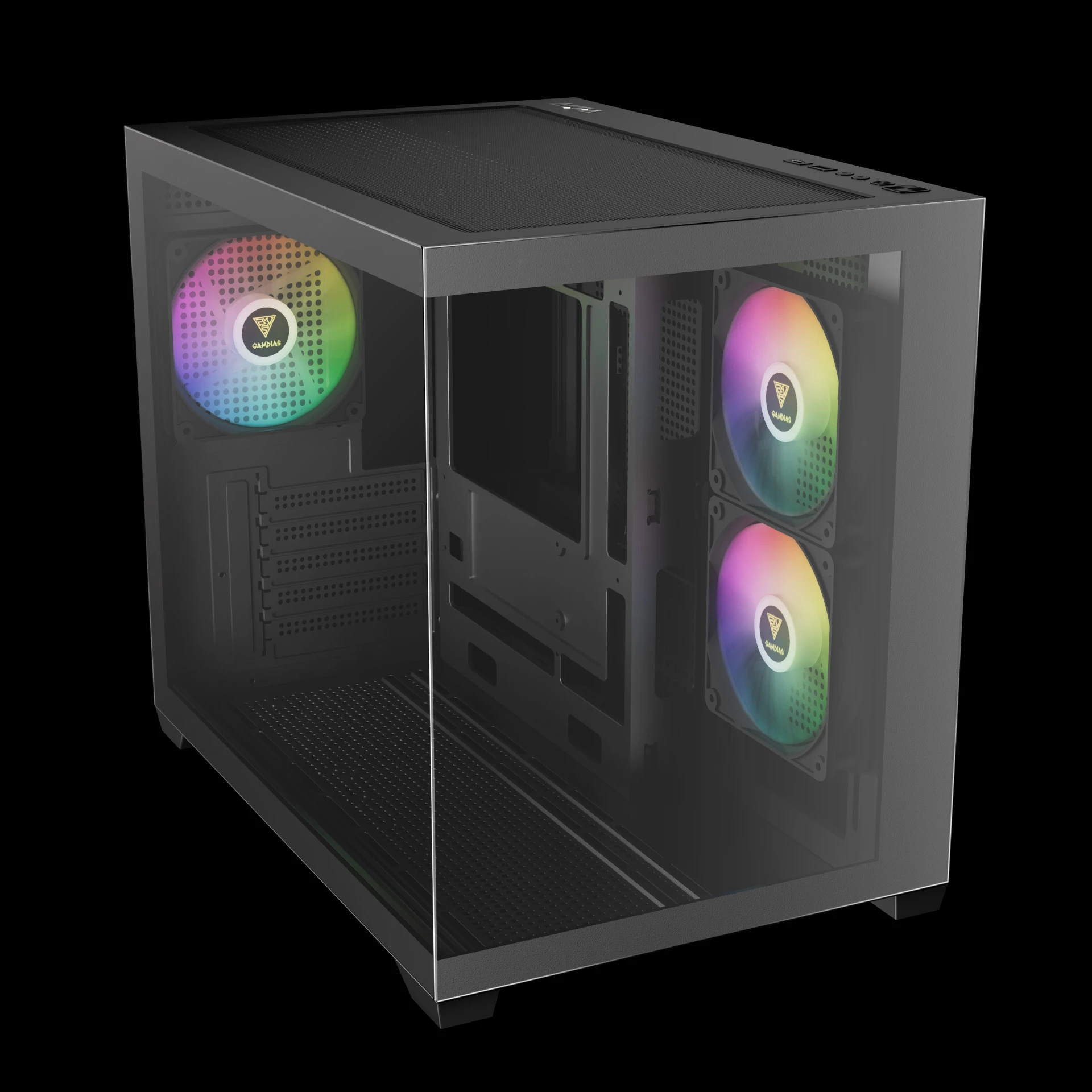 Кутия Gamdias AURA GC10M v2 Case mATX 3 x 120 mm A-RGB, USB-C, Tempered Glass