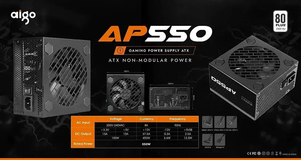 Захранване Aigo AP550 PSU 550W 80 Plus White