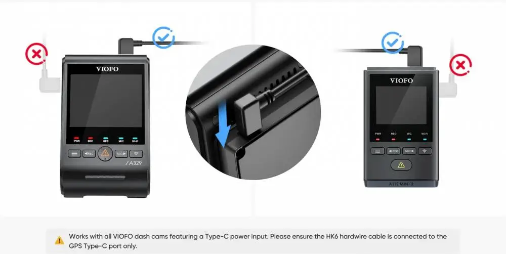 VIOFO Монтажен комплект Hardwire Kit - HK6 Type-C - Low Voltage Battery Protection