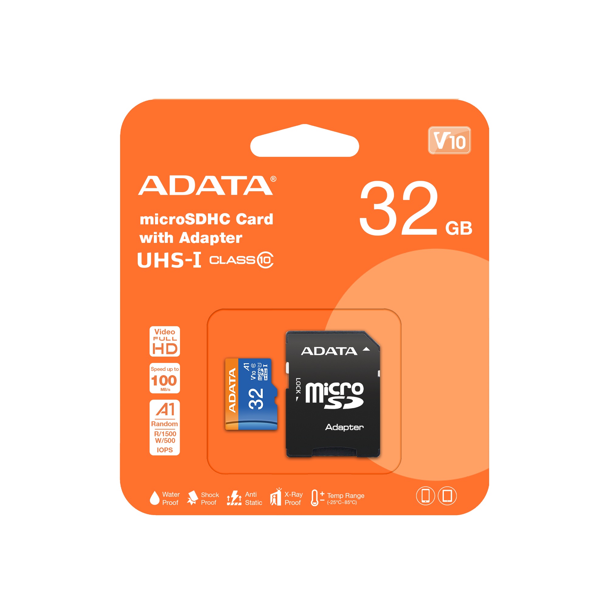Карта памет Adata Premier microSDXC/SDHC 32GB UHS-I CL10A1 - AUSDH32GUICL10A1-RA1