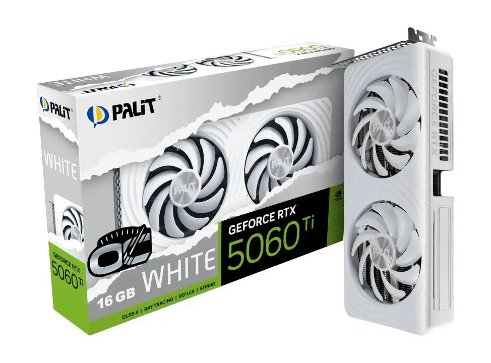 Видео карта Palit GeForce RTX 5060 Ti White OC 16GB GDDR7 - NE7506TU19T1-GB2061M