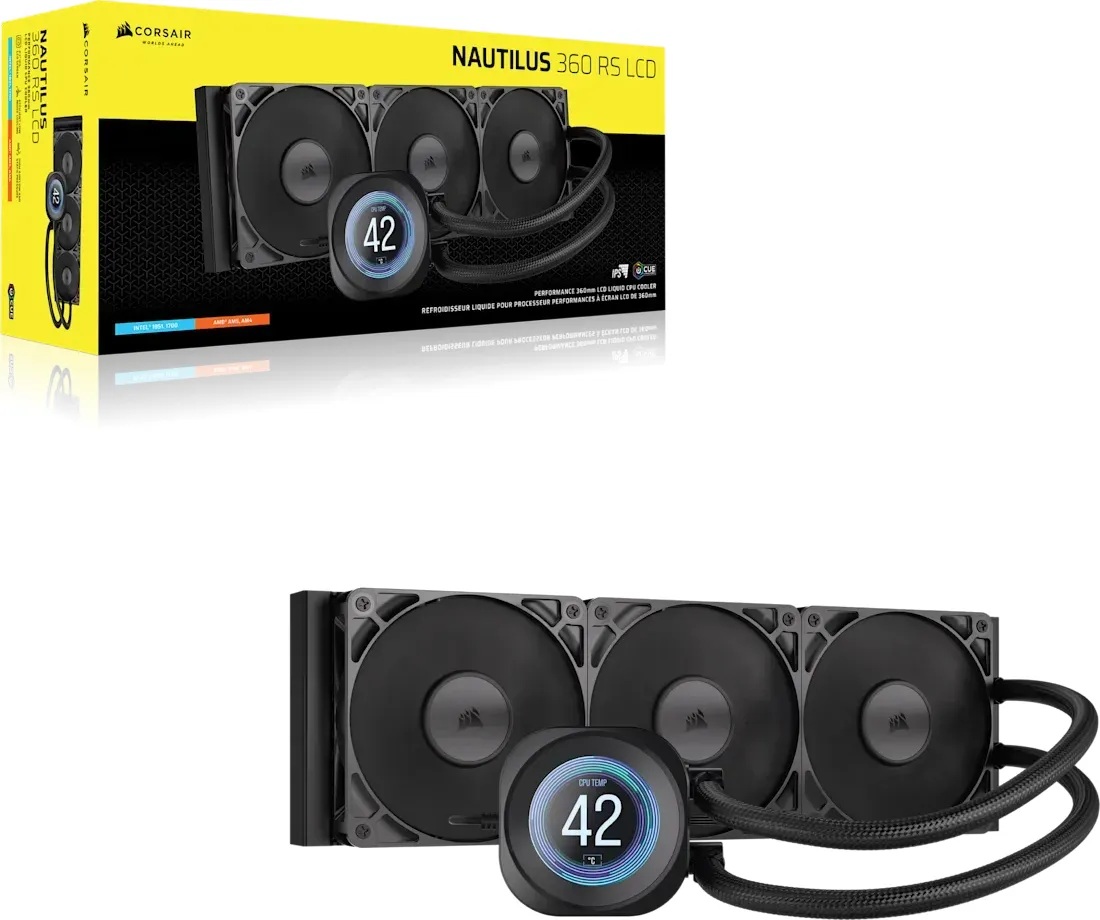 Водно охлаждане за процесор CORSAIR NAUTILUS 360 RS LCD 360mm Radiator Liquid CPU Cooler - CW-9061033-WW