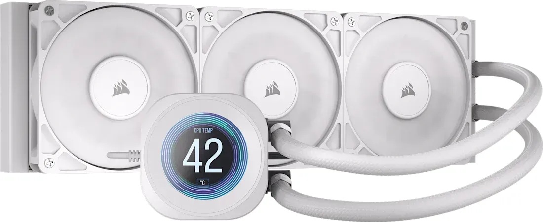 Водно охлаждане за процесор CORSAIR NAUTILUS 360 RS LCD White 360mm Radiator Liquid CPU Cooler - CW-9061034-WW