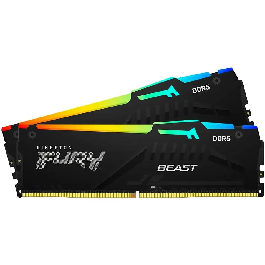 Памет Kingston FURY Beast RGB 16GB (2x8GB) DDR5 5200MHz CL40 - KF552C40BBAK2-16