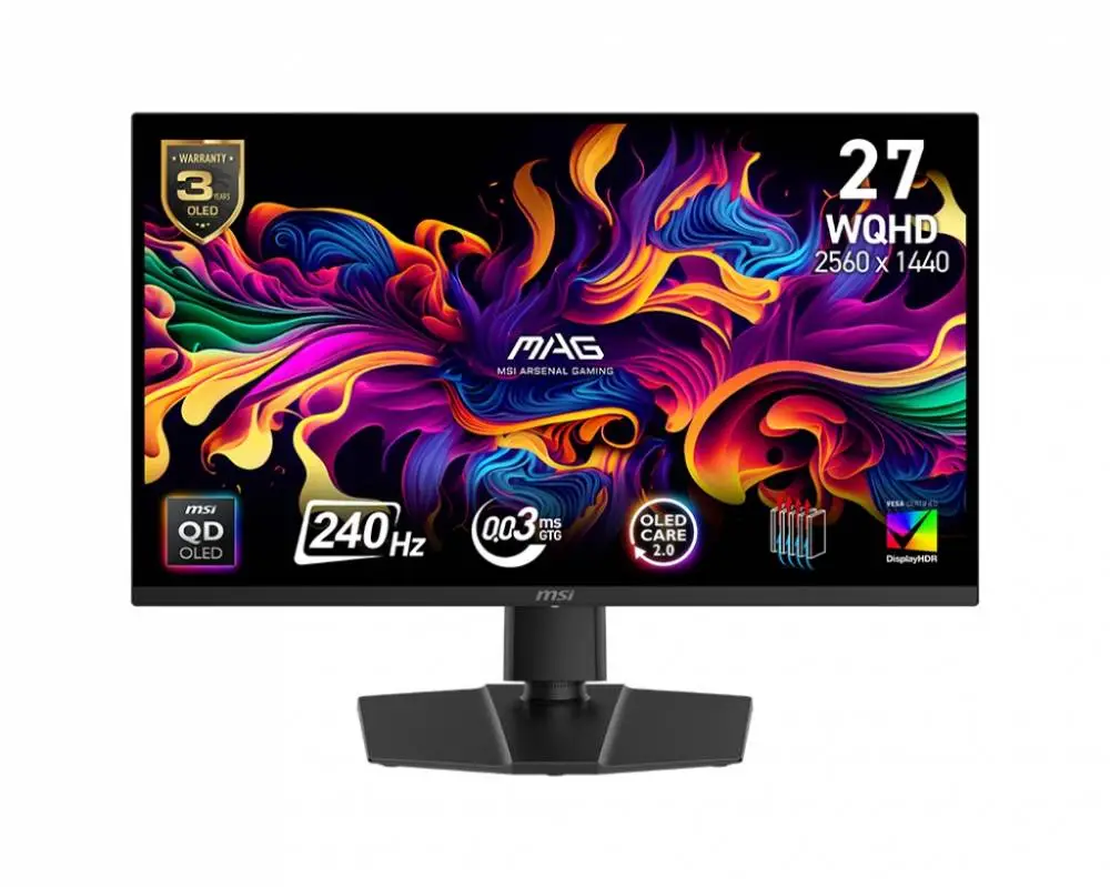 Монитор MSI MAG 271QP QD-OLED X24, 26.5", QD-OLED, WQHD 2560x1440, 240Hz, 0.03ms, DisplayHDR True Black 400, Adaptive-Sync