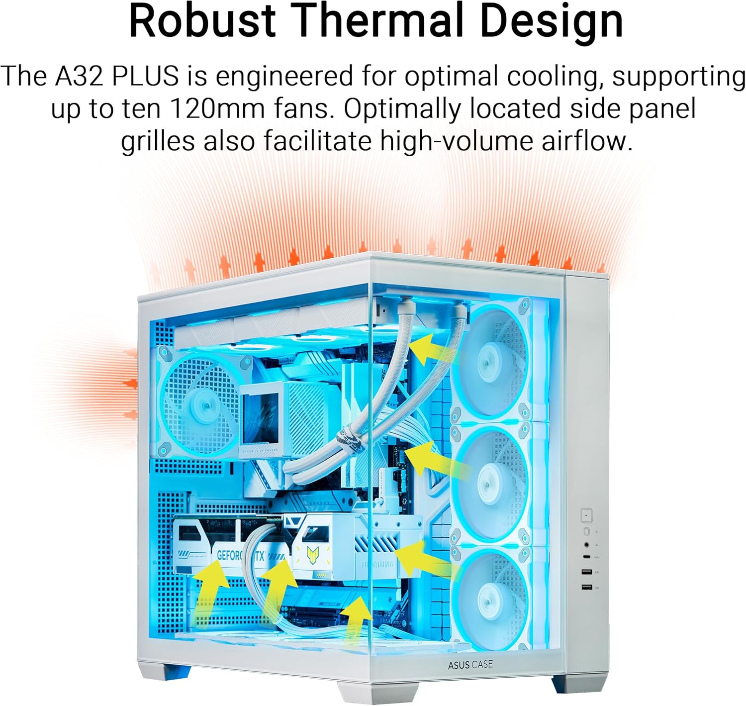 Кутия ASUS A32 PLUS TG White 4 x ARGB 120mm Fans - 90DC00S3-B19000