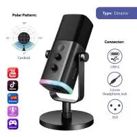 Настолен микрофон FIFINE AM8 Dynamic RGB XLR/USB- Black