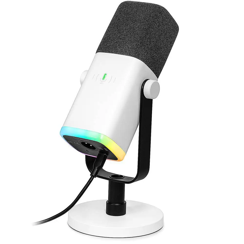 Настолен микрофон FIFINE AM8 Dynamic RGB XLR/USB - White