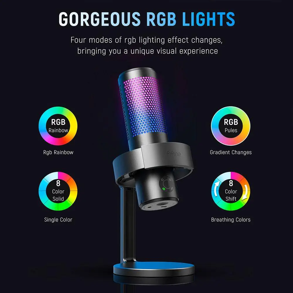 Настолен микрофон FIFINE A9 RGB 4 Polar Patterns- Black