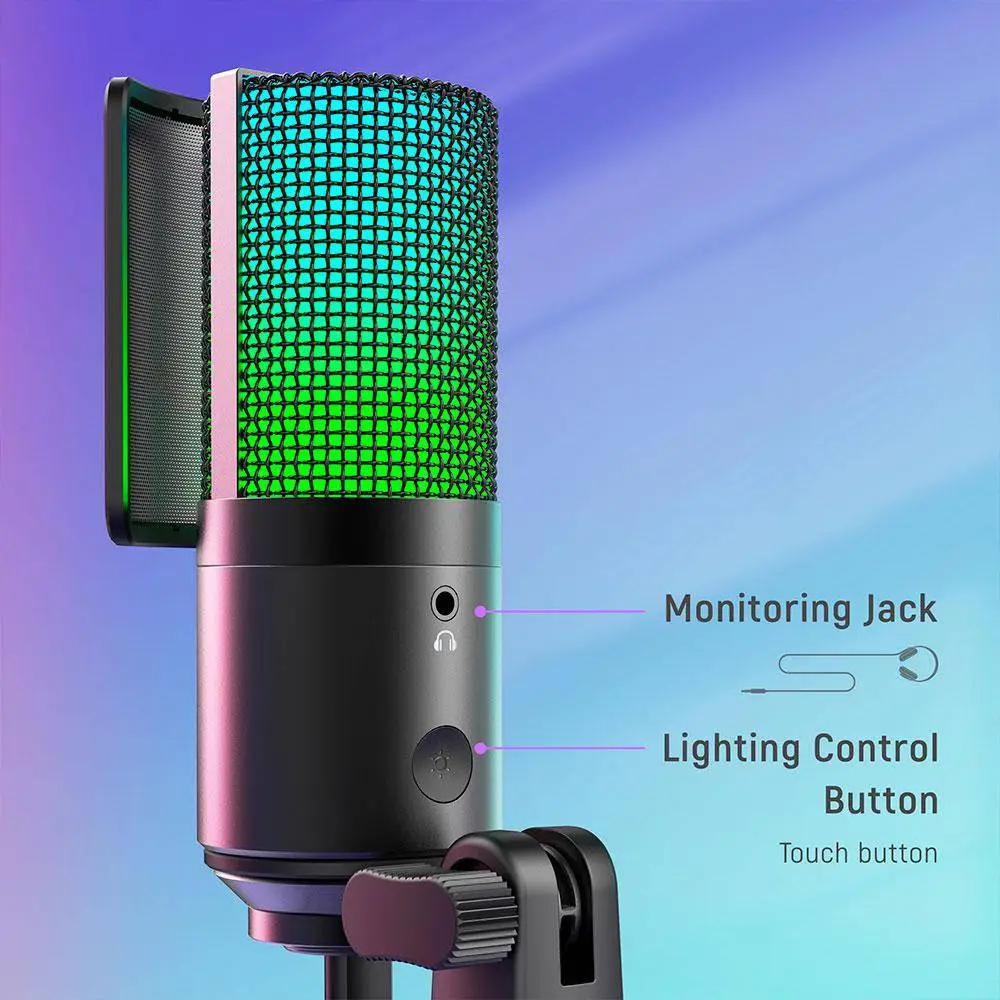 Настолен микрофон FIFINE K669 PRO2 RGB - Black