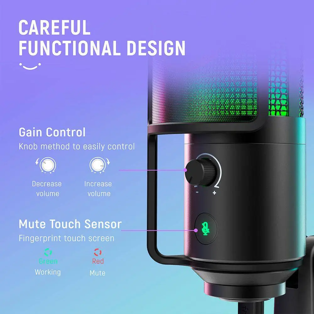 Настолен микрофон FIFINE K669 PRO2 RGB - Black