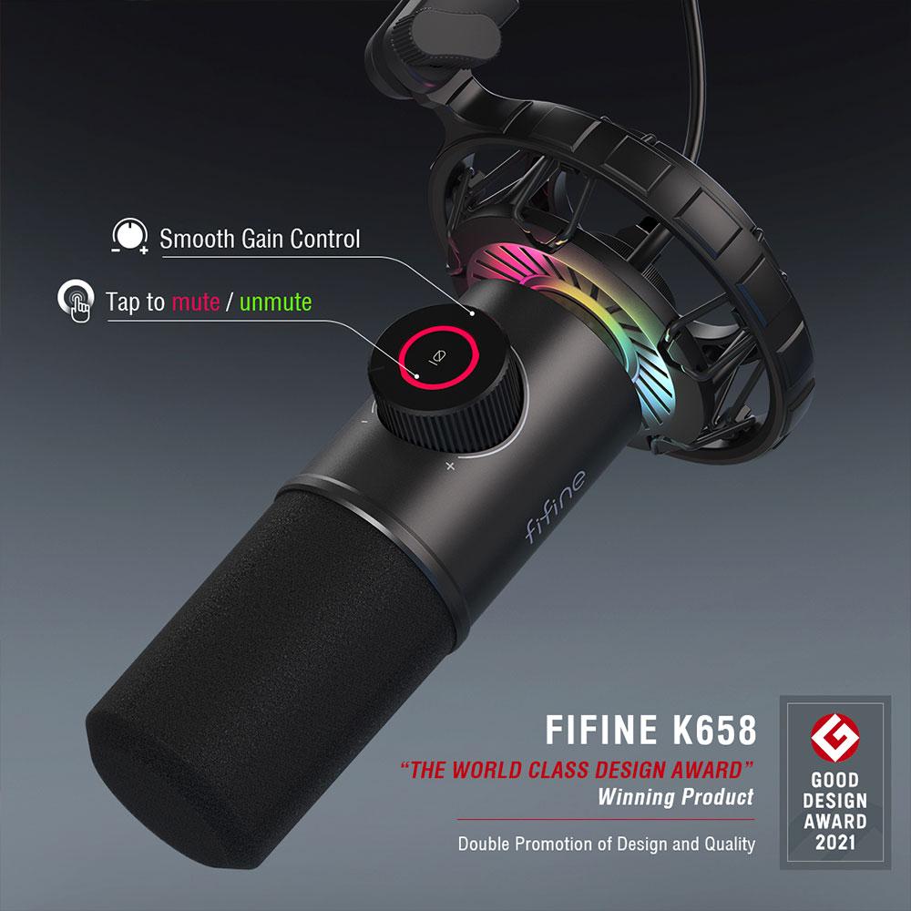 Настолен микрофон FIFINE K658 Dynamic RGB - Black