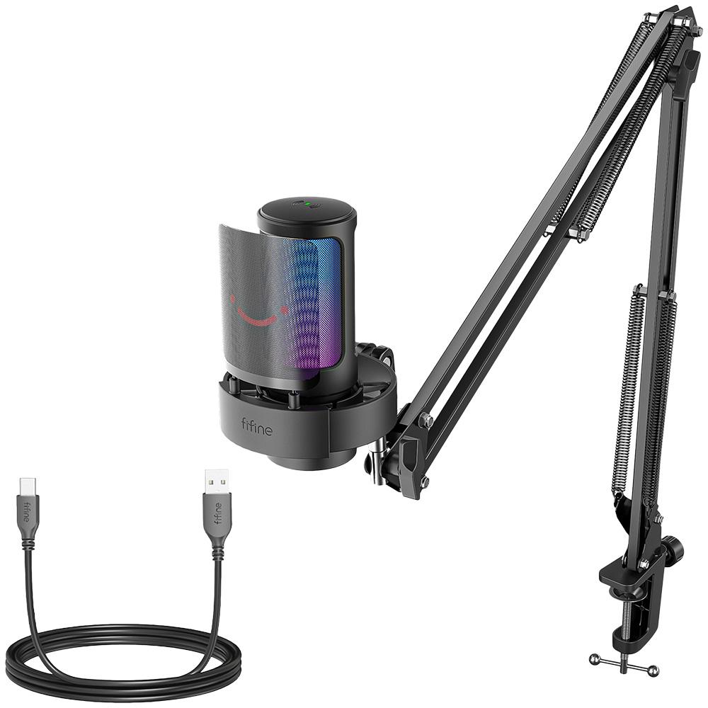 Микрофон със стойка FIFINE A8T RGB - Black