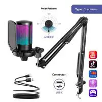 Микрофон със стойка FIFINE A6T RGB - Black