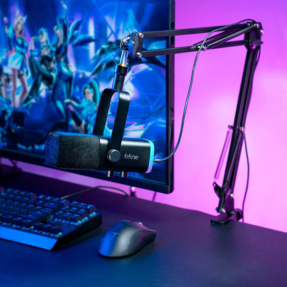Микрофон със стойка FIFINE AM8T Dynamic RGB - Black