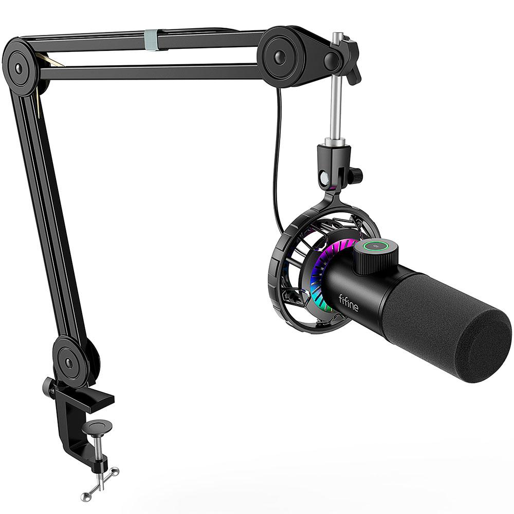 Microphone avec support FIFINE T658 Dynamic RGB - Noir