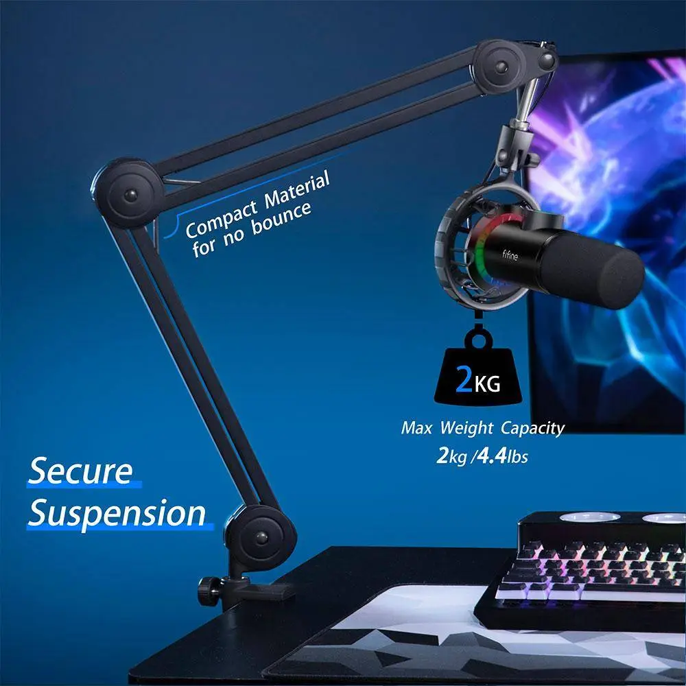 Microphone avec support FIFINE T658 Dynamic RGB - Noir