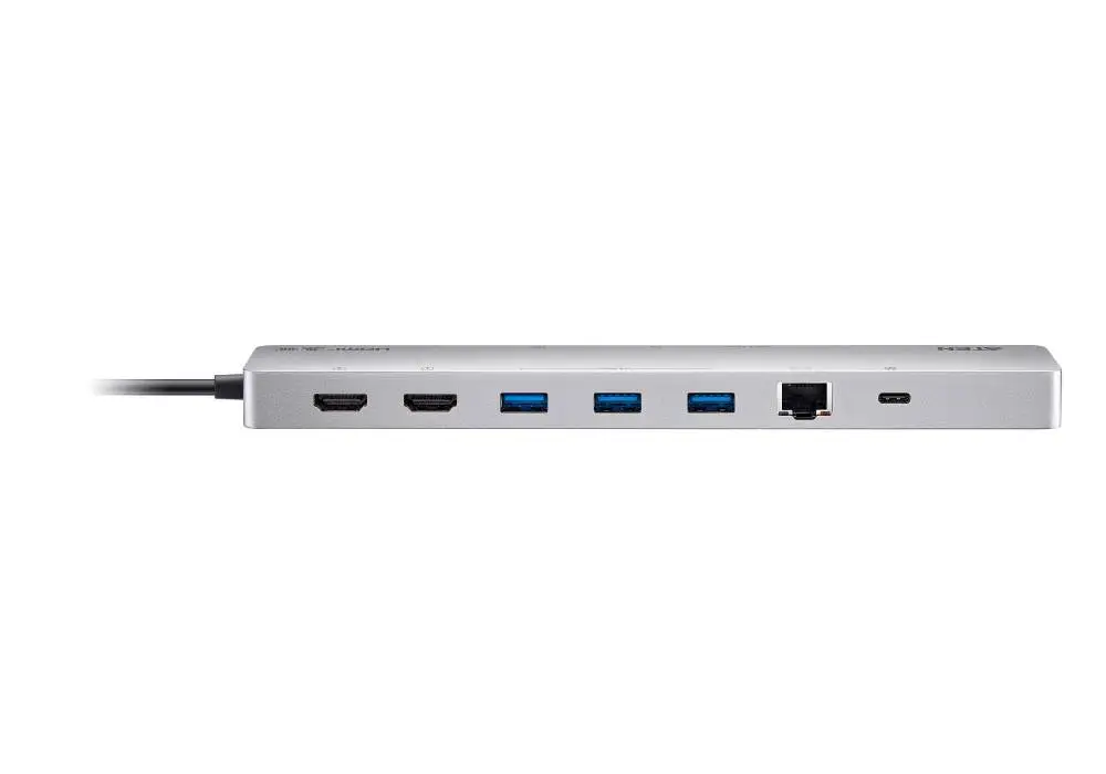 ATEN Docking 11-en-1 USB-C Multiport Dock + Power Pass-Through, 2 x HDMI, LAN, 3.5mm, USB-C, SD Card, microSD, 3 x USB 3.2