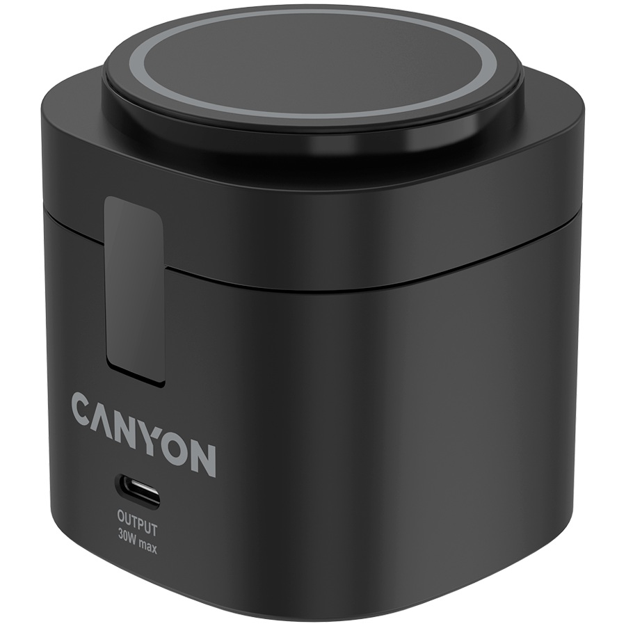 Зарядно за телефон Canyon CNS-WCS405B 4 in 1 Wireless Charging Stand, 30W max, with 65W charger and 1M cable, black