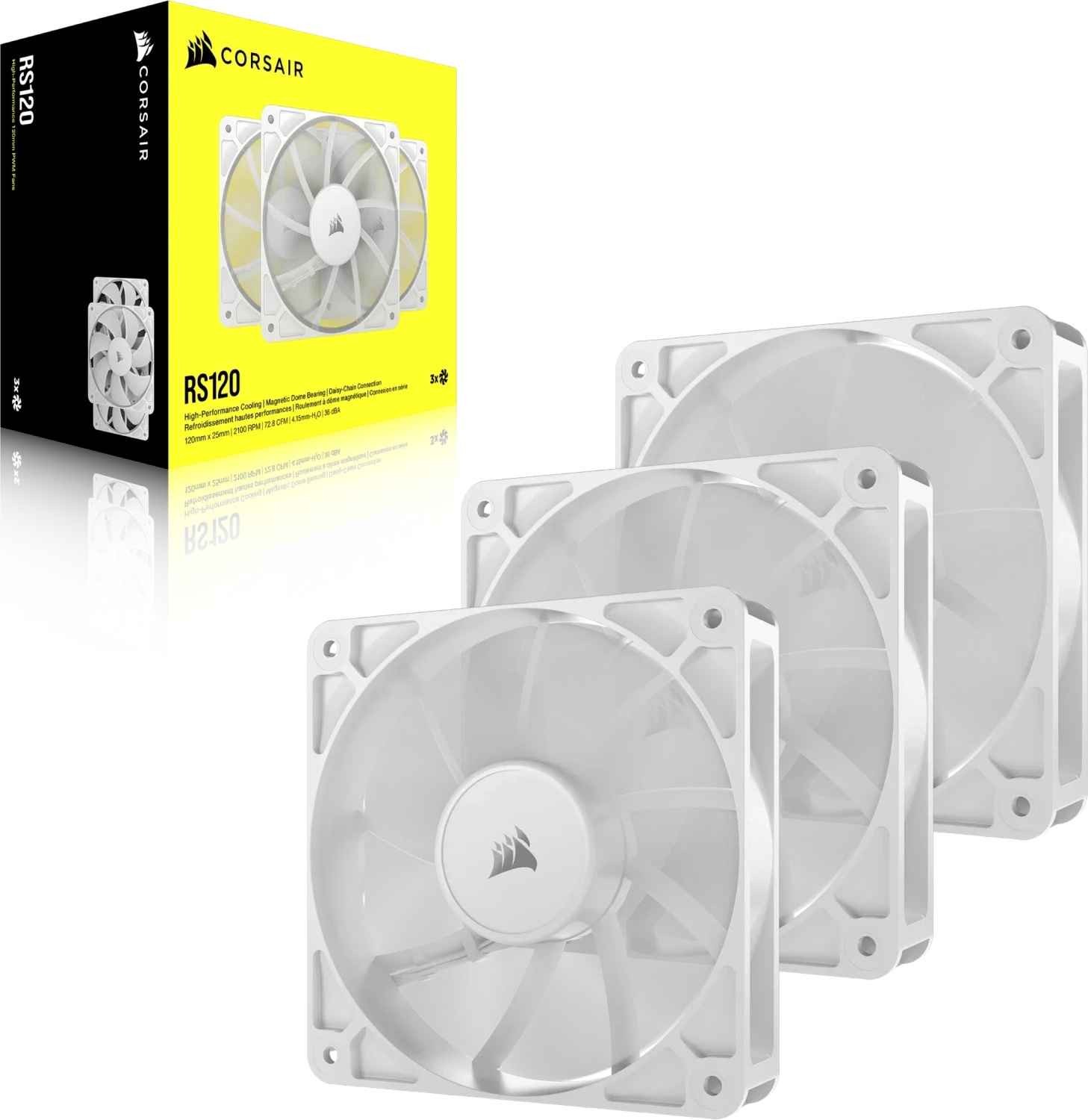 Вентилатор Corsair RS Series RS120 White 3-Pack 120mm Fans - CO-9050193-WW