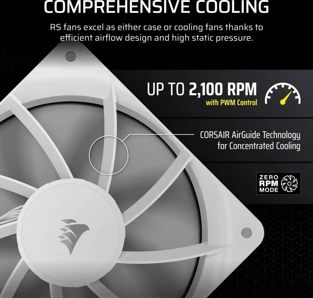 Вентилатор Corsair RS Series RS120 White 3-Pack 120mm Fans - CO-9050193-WW