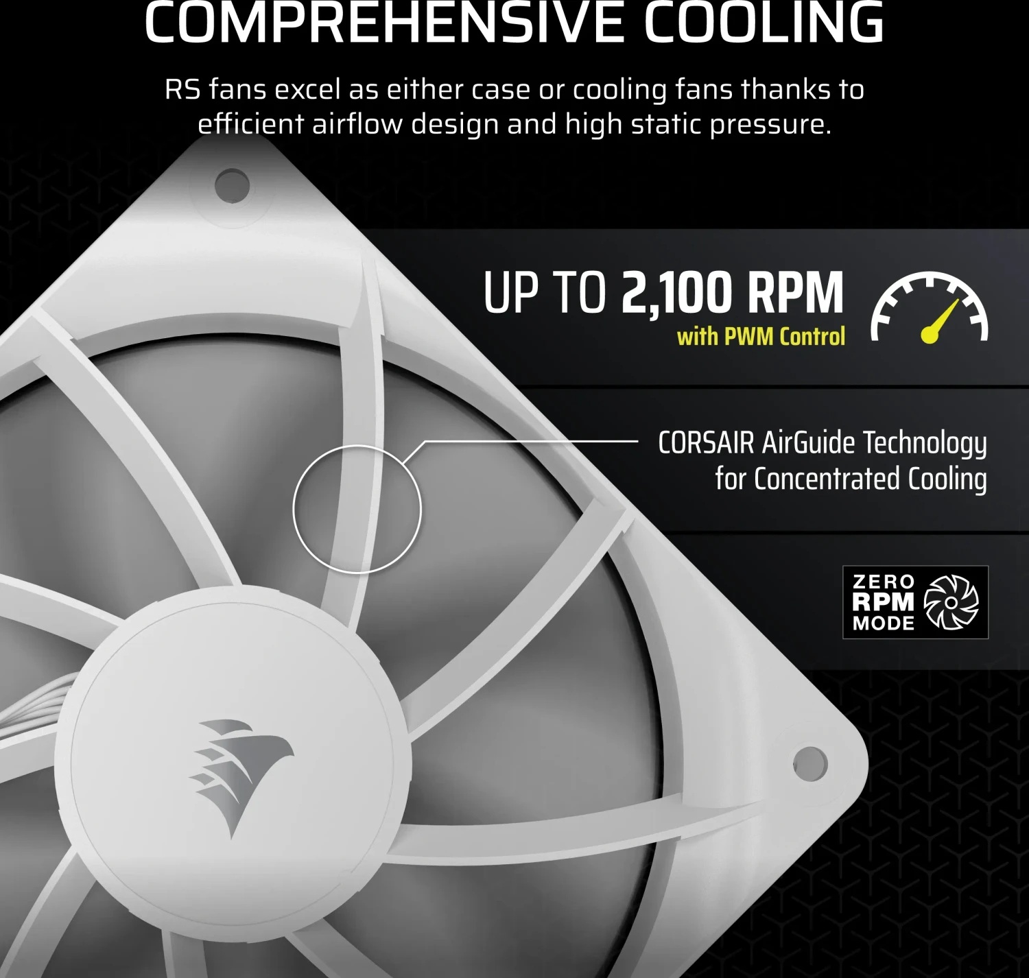Вентилатор Corsair RS Series RS120 White 3-Pack 120mm Fans - CO-9050193-WW