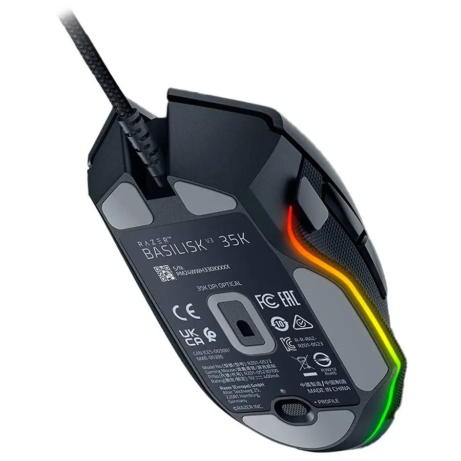 Геймърска мишка Razer Basilisk V3 35K Gaming Mouse, Black, Focus Pro 35K Optical Sensor - RZ01-05230100-R3M1