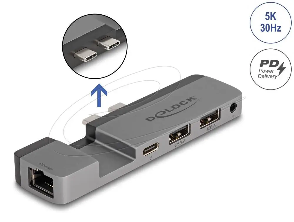 Докинг станция Delock for MacBook Pro / MacBook Air Thunderbolt&trade; 4, 5K Резолюция / 100 W PD / 10 Gbps Hub / LAN / Audio